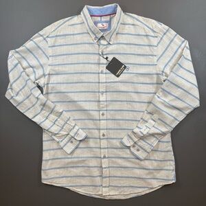 Twayn Fashion XXL Button Down Shirt NWT Blue Stripe 100% Cotton Speckled Casual